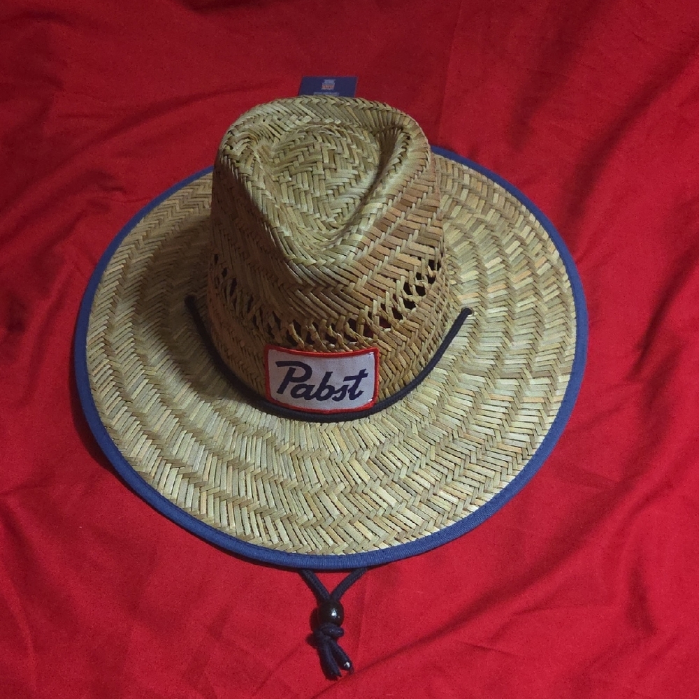 Straw Hat with Blue Trim